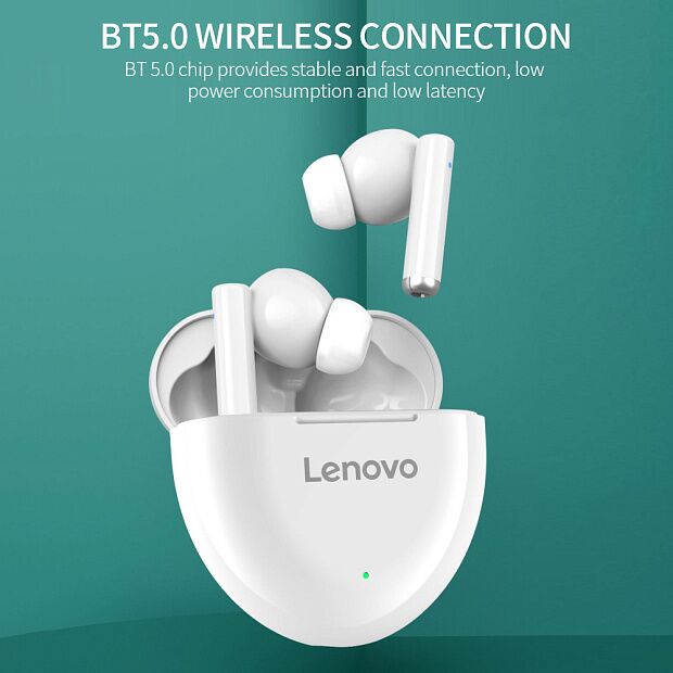 Наушники Lenovo HT06 True Wireless Earbuds (White) - 3