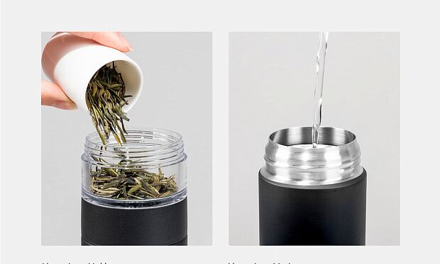 Термос Pinztea Tea Water Separation Mug 360 ml (Black/Черный) - 3