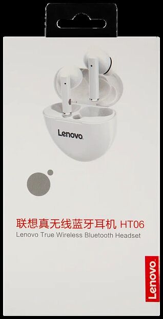 Наушники Lenovo HT06 True Wireless Earbuds (White) - 8