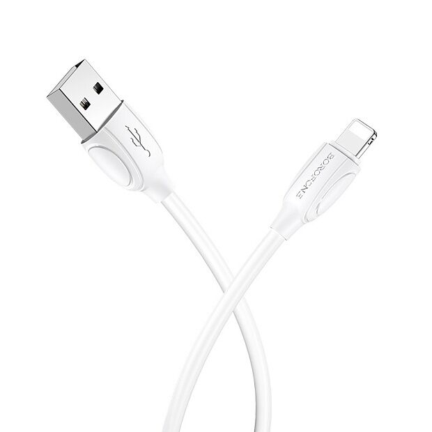 USB кабель BOROFONE BX19 Benefit Lightning 8-pin, 2.4A, 1м, PVC (белый) - 1