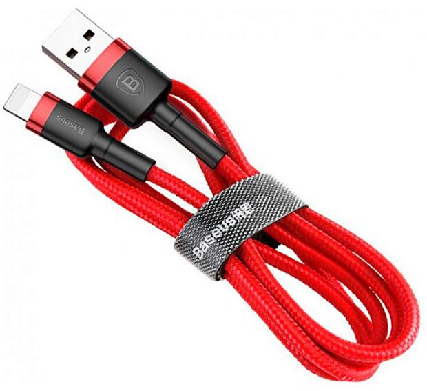 Кабель USB BASEUS Cafule, USB - Lightning, 2.4А, 1 м, красныйкрасный - 2