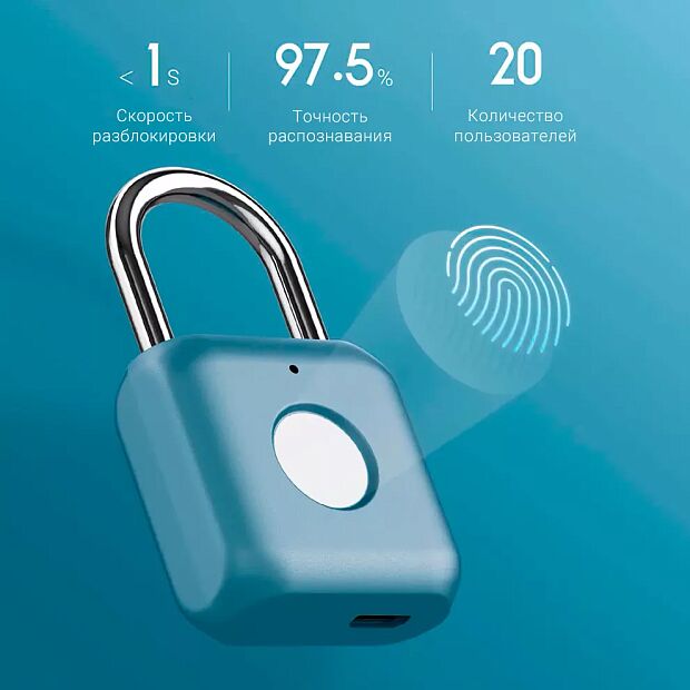 Умный замок Xiaomi Advantage Intelligence Smart Fingerprint Padlock Kitty (Blue/Синий) - 3