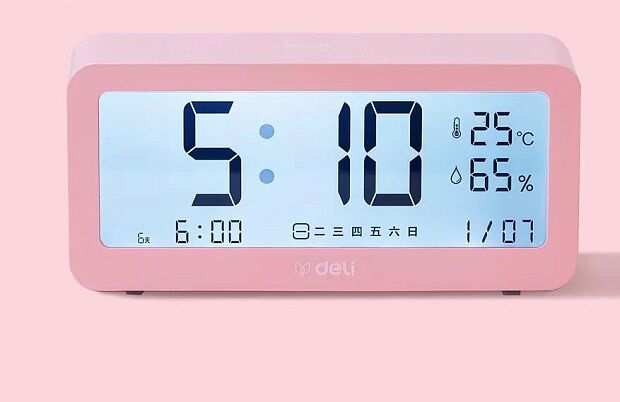Часы-метеостанция Deli Effective Electronic Alarm Clock 8826 (Pink) - 2