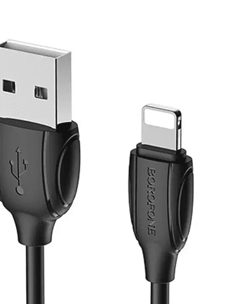 USB кабель BOROFONE BX19 Benefit Lightning 8-pin, 2.4A, 1м, PVC (черный) - 6