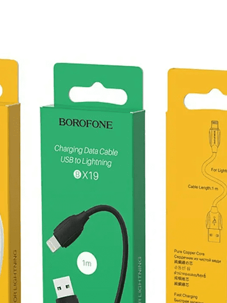 USB кабель BOROFONE BX19 Benefit Lightning 8-pin, 2.4A, 1м, PVC (черный) - 5